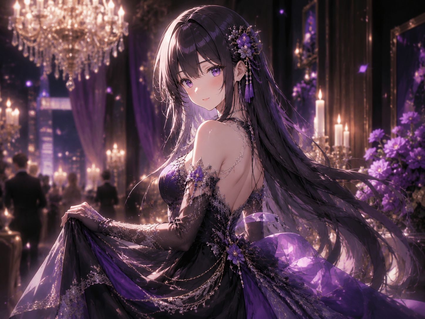 Verander dit anime-meisje in een luxueuze balzaalversie van zichzelf. Output