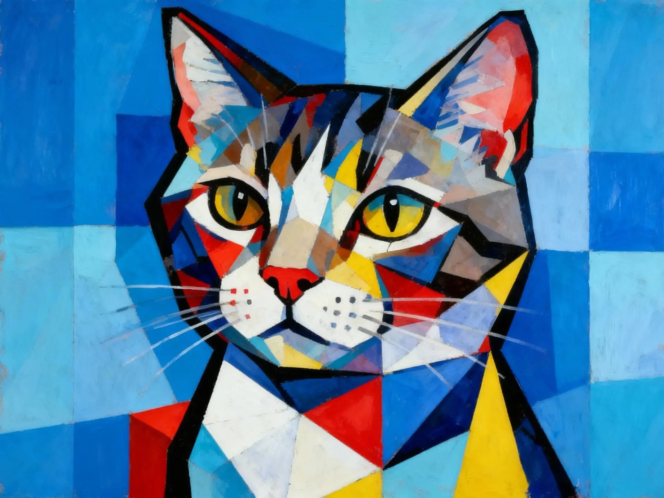 Zeichnen Sie eine Katze im Stil von Picasso.